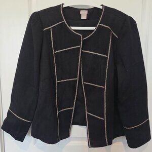 Chico's Black Blazer with Gold embroidery trim Size 3 / XL / 16. New without tag